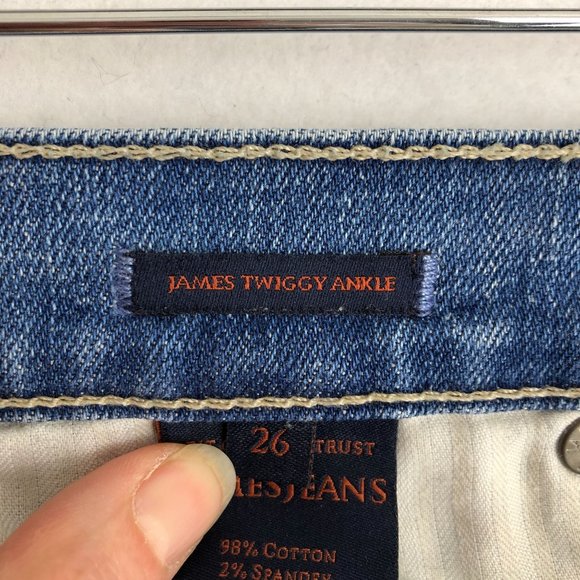 James Jeans Women's Size 26 James Twiggy Ankle Distressed Blue Skinny Jeans USA - Picture 11 of 13